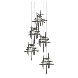 Tura 5-Light Seeded Glass Pendant in Dark Smoke, Long by Hubbardton Forge