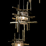 Tura 5-Light Seeded Glass Pendant detail in Modern Brass, Long, by Hubbardton Forge