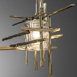 Tura 5-Light Seeded Glass Pendant detail in Modern Brass, Long, by Hubbardton Forge