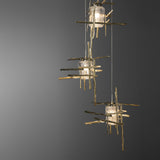 Tura 5-Light Seeded Glass Pendant detail in Modern Brass, Long, by Hubbardton Forge