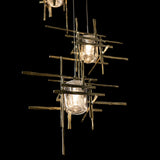 Tura 5-Light Seeded Glass Pendant detail in Modern Brass, Long, by Hubbardton Forge