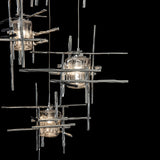 Tura 5-Light Seeded Glass Pendant detail in Sterling, Long, by Hubbardton Forge