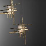 Tura 5-Light Seeded Glass Pendant detail in Modern Brass, Long, by Hubbardton Forge