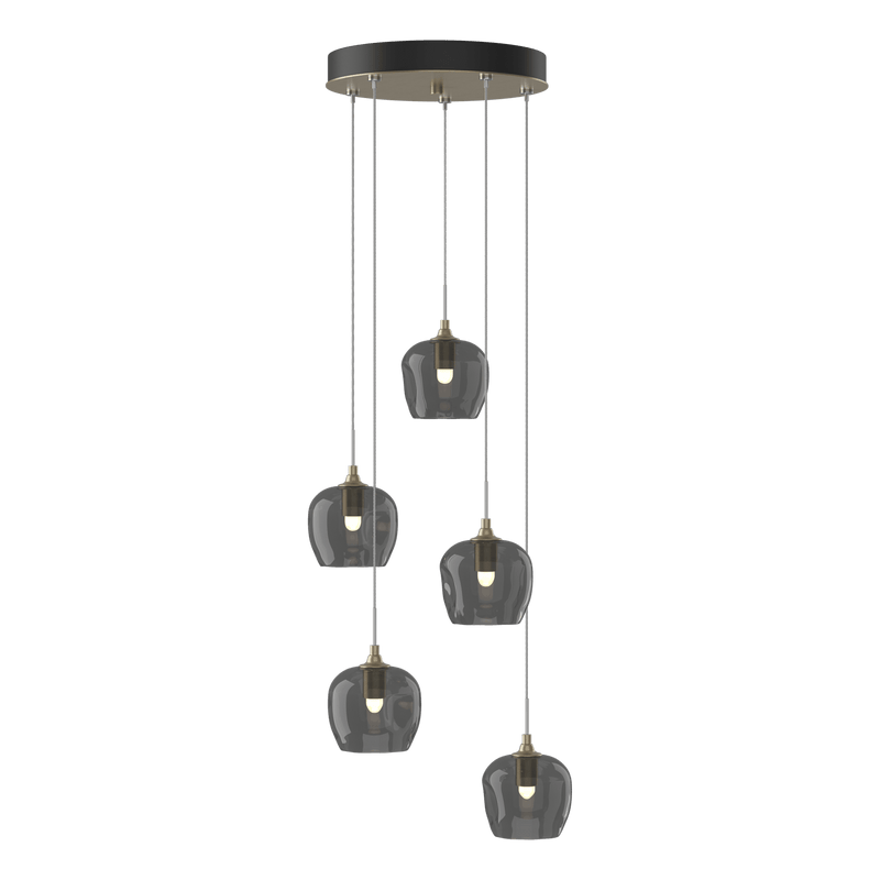 Ume 5 Light Pendant Soft Gold CGG Long By Hubbardton Forge