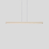Una Linear Pendant by Cerno, Large (66 inch) in white washed oak, front view