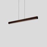 Una Linear Pendant by Cerno, Small in dark stained walnut, angled view