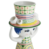 Bjørn Wiinblad Lady with Hat Vase, Green, H: 9.6" By Bjorn Wiinblad