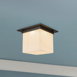 Urban Bronze/Alabaster 8x11inch Mineral Flush Mount-Square by Alora Lighting