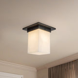 Urban Bronze/Alabaster 8x8inch Mineral Flush Mount-Square by Alora Lighting