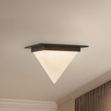 Urban Bronze/Opal Glass 11inch Mineral Flush Mount-Pyramid by Alora Lighting