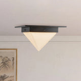 Urban Bronze/Opal Glass 8inch Mineral Flush Mount-Pyramid by Alora Lighting
