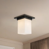 Urban Bronze/Opal Glass 8x8inch Mineral Flush Mount-Square by Alora Lighting