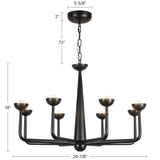 Urban Bronze Spade Chandelier by Alora Lighting Dimensions