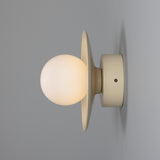 Vanilla Cream Aosta Brass Disc Bathroom Wall Light by Mullan Lighting