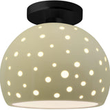 Vanilla Gloss Matte Black Perforated Medium Globe Semi- Flush by Justice Design