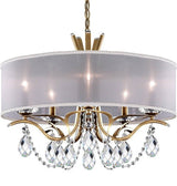 VESCA VA8305N CHANDELIER BY SCHONBEK, SHADE: WHITE, FINISH: HEIRLOOM GOLD, CRYSTAL COLOR: CLEAR HERITAGE CRYSTAL, , | CASA DI LUCE LIGHTING