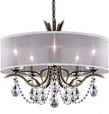 VESCA VA8305N CHANDELIER BY SCHONBEK, SHADE: WHITE, FINISH: ETRUSCAN GOLD, CRYSTAL COLOR: CLEAR HERITAGE CRYSTAL, , | CASA DI LUCE LIGHTING