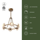 Vintage Brass/Alabaster Dahlia Chandelier by Alora Lighting Details Light Source