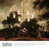 Vintage Brass/Clear Glass Sutton Chandelier by Alora Lighting