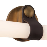Vintage Brass/Glossy Opal Glass Ledger Vanity Light by Alora Lighting Details