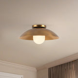 Vintage Brass/Matte Opal Glass 6inch Umbra Semi-Flush Mount by Kuzco Lighting