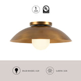 Vintage Brass/Matte Opal Glass 6inch Umbra Semi-Flush Mount by Kuzco Lighting Light Source