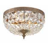 Waltham Crystal Basket Flush Mount 10" Olde Brass