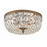 Waltham Crystal Basket Flush Mount 14" Olde Brass