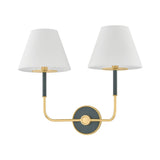 Wedgewood Wall Sconce - 2-Light - Aged Brass with Soft Studio Green by Hudson Valley