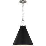 Wellfleet Cone Pendant — 15 5/8", Midnight Black and Polished Nickel