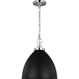 Wellfleet Dome Pendant — 15 5/8", Midnight Black and Polished Nickel