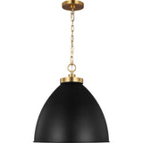 Wellfleet Dome Pendant — 17 1/2", Midnight Black and Burnished Brass