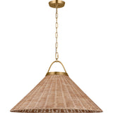 Whitby Pendant — 22", Blonde rattan, Burnished Brass