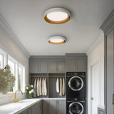 White/Gold 26 inch Gaston 4CCT LED Flush Mount by WAC Lighting in Laundry Area