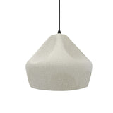 White Crackle-Black Cord Crease Small Ceramic Pendant by Justice Design