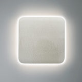 White Crackle Ceramic Small Square Backlit ADA Color Selectable Wall Sconce by Justice Design