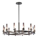 Windsor Chandelier 12 Light, shown in Dark Smoke, Mirrored Smoke, by Hubbardton Forge