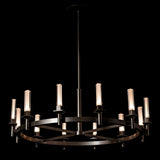 Windsor Chandelier 12 Light detail in Dark Smoke, Frosted Glass, by Hubbardton Forge