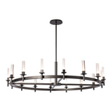 Windsor Chandelier 16 Light, shown in Oil Rubbed Bronze, Frosted Glass, by Hubbardton Forge
