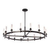 Windsor Chandelier 16 Light, shown in Oil Rubbed Bronze, Frosted Glass, by Hubbardton Forge