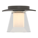 Wren Flush Mount in Dark Smoke, Clear Glass with Opal Diffuser by Hubbardton Forge
