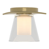 Wren Flush Mount in Modern Brass, Clear Glass with Opal Diffuser by Hubbardton Forge