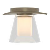 Wren Flush Mount in Soft Gold, Clear Glass with Opal Diffuser by Hubbardton Forge
