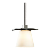 Wren Mini Pendant, shown in Dark Smoke, Opal Glass, by Hubbardton Forge