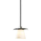 Wren Mini Pendant, shown in Dark Smoke, Opal Glass, by Hubbardton Forge