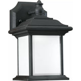 Wynfield Outdoor Wall Lantern — 10 Inch, Black with Frosted Glass