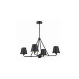 Xavier 5-Light Chandelier 31.75'' Matte Black Black & White