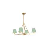 Xavier 5-Light Chandelier 31.75'' Vibrant Gold Green & White