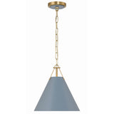 Xavier Pendant Small Vibrant Gold Blue By Crystorama - Side View