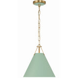 Xavier Pendant Small Vibrant Gold Green By Crystorama - Side View